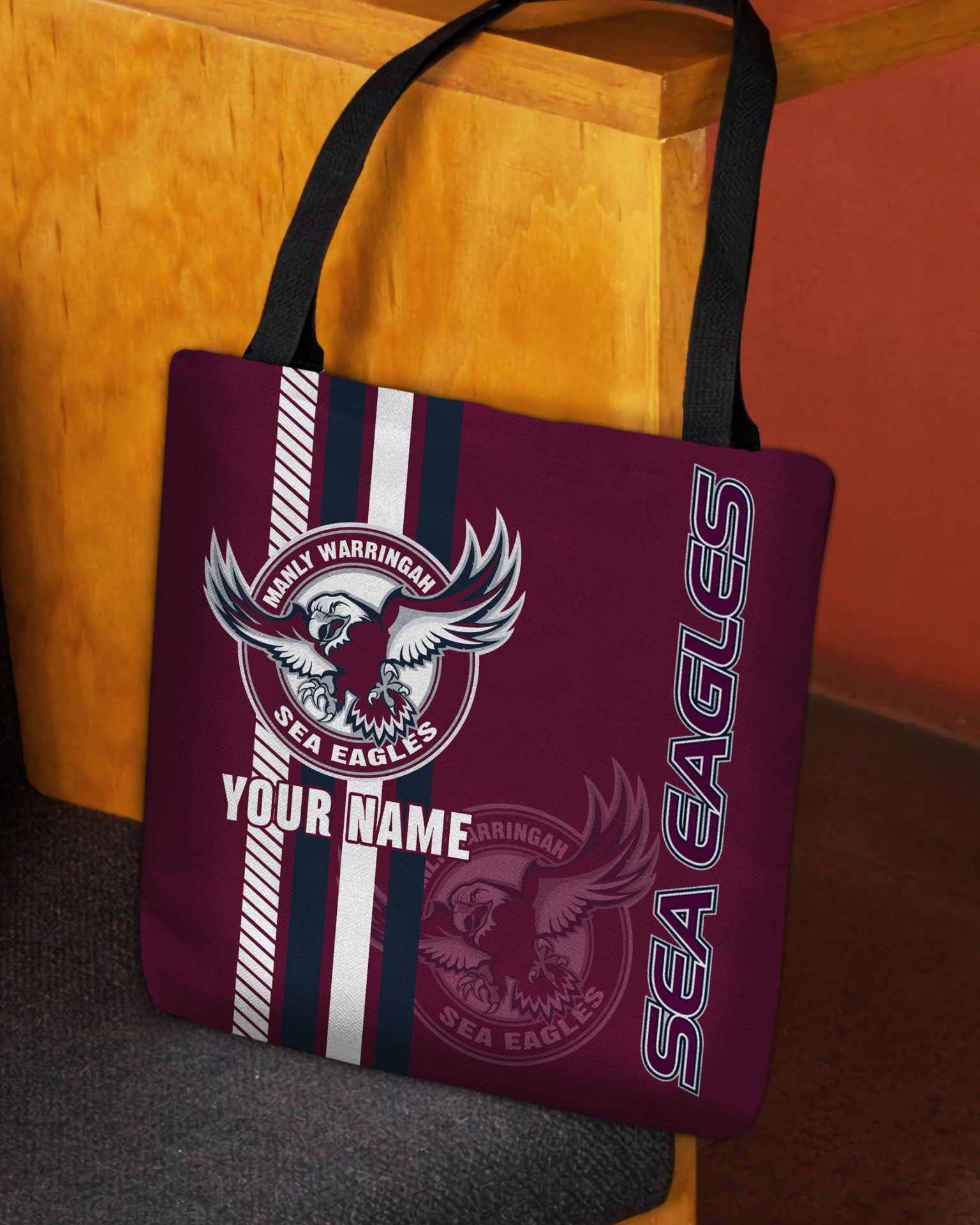 NRL Manly Warringah Sea Eagles Custom Name New Edition Tote Bag NRL Manly Warringah Sea Eagles Custom Name New Edition Tote Bag