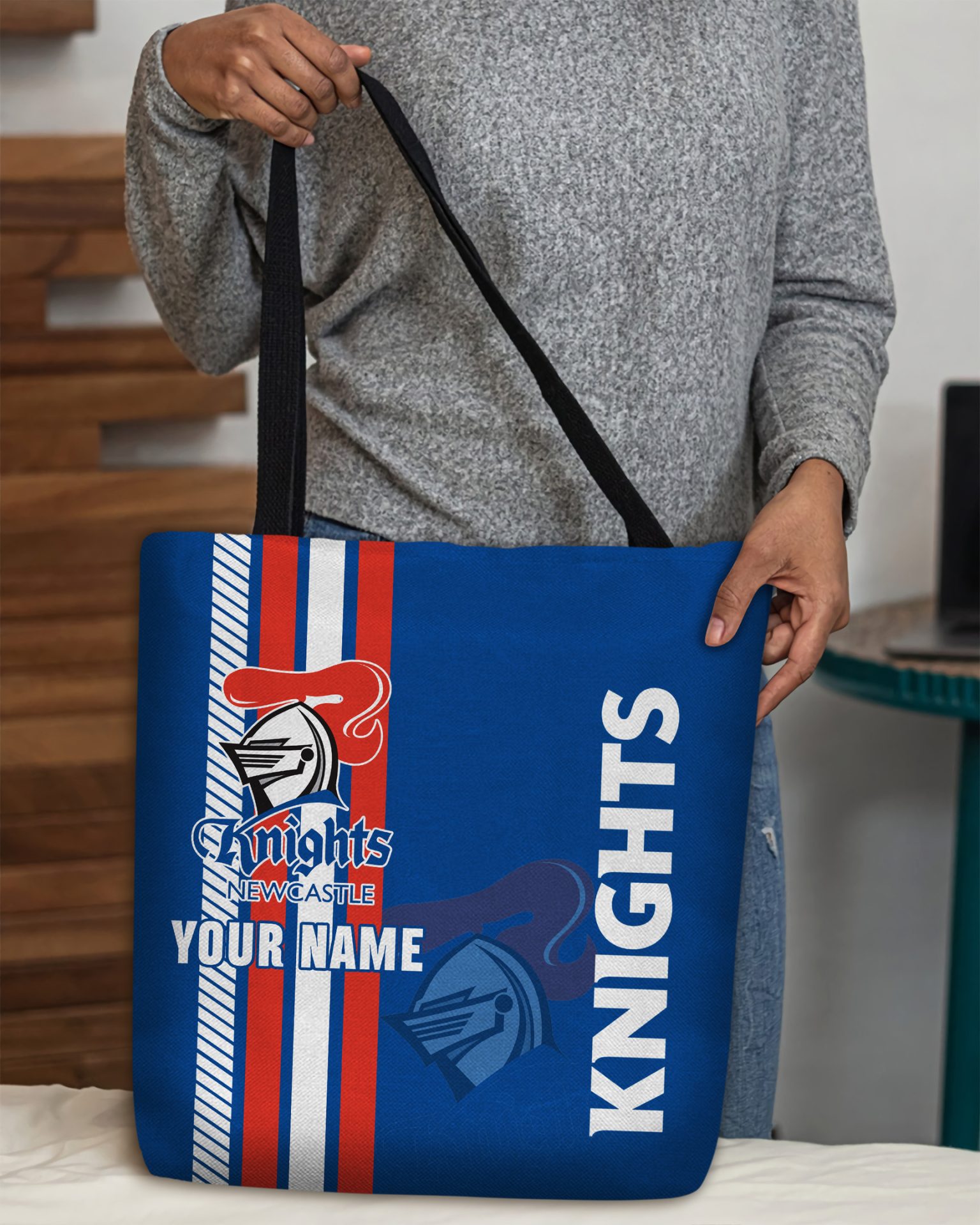 NRL Newcastle Knights Custom Name New Edition Tote Bag NRL Newcastle Knights Custom Name New Edition Tote Bag