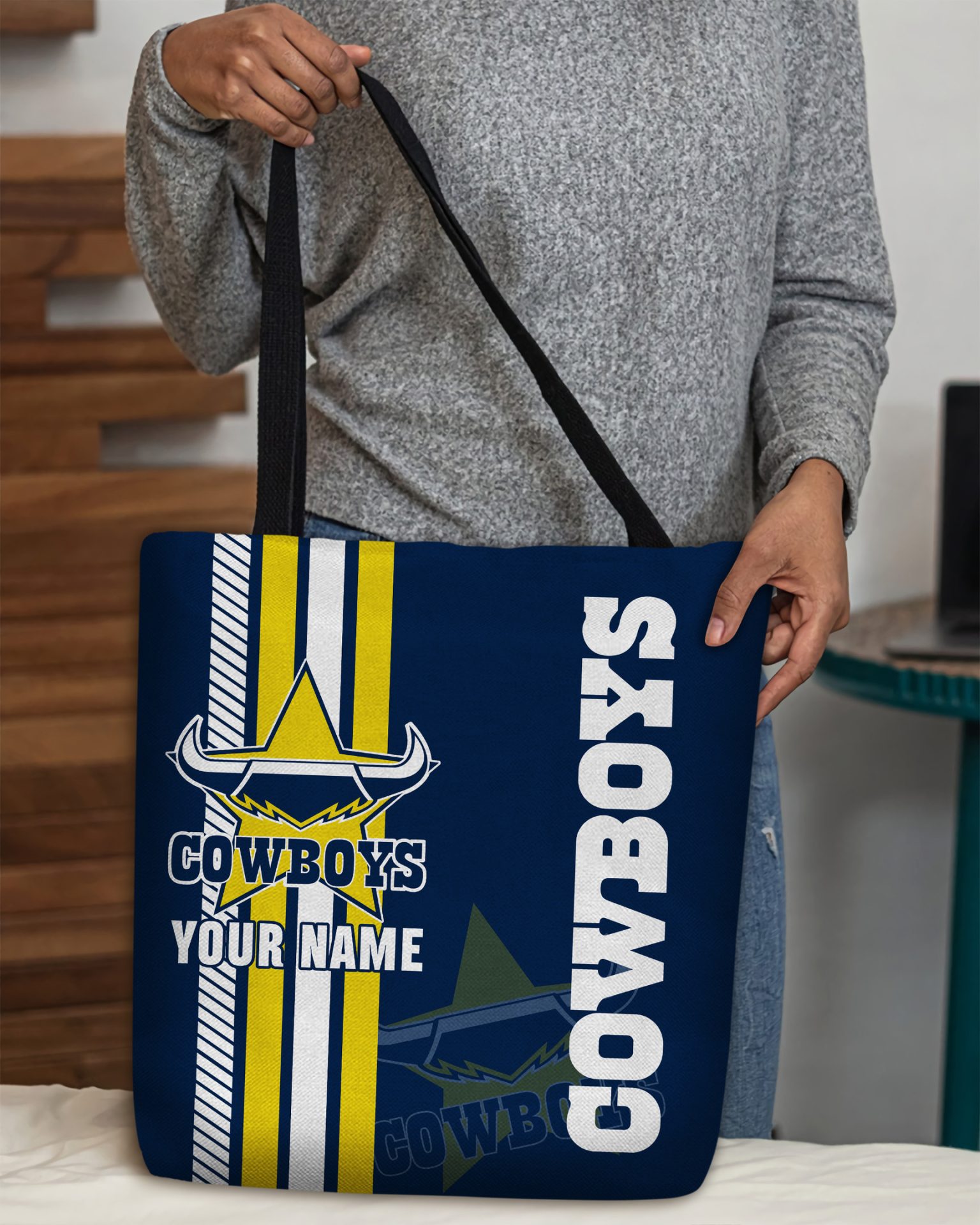 NRL North Queensland Cowboys Custom Name New Edition Tote Bag NRL North Queensland Cowboys Custom Name New Edition Tote Bag