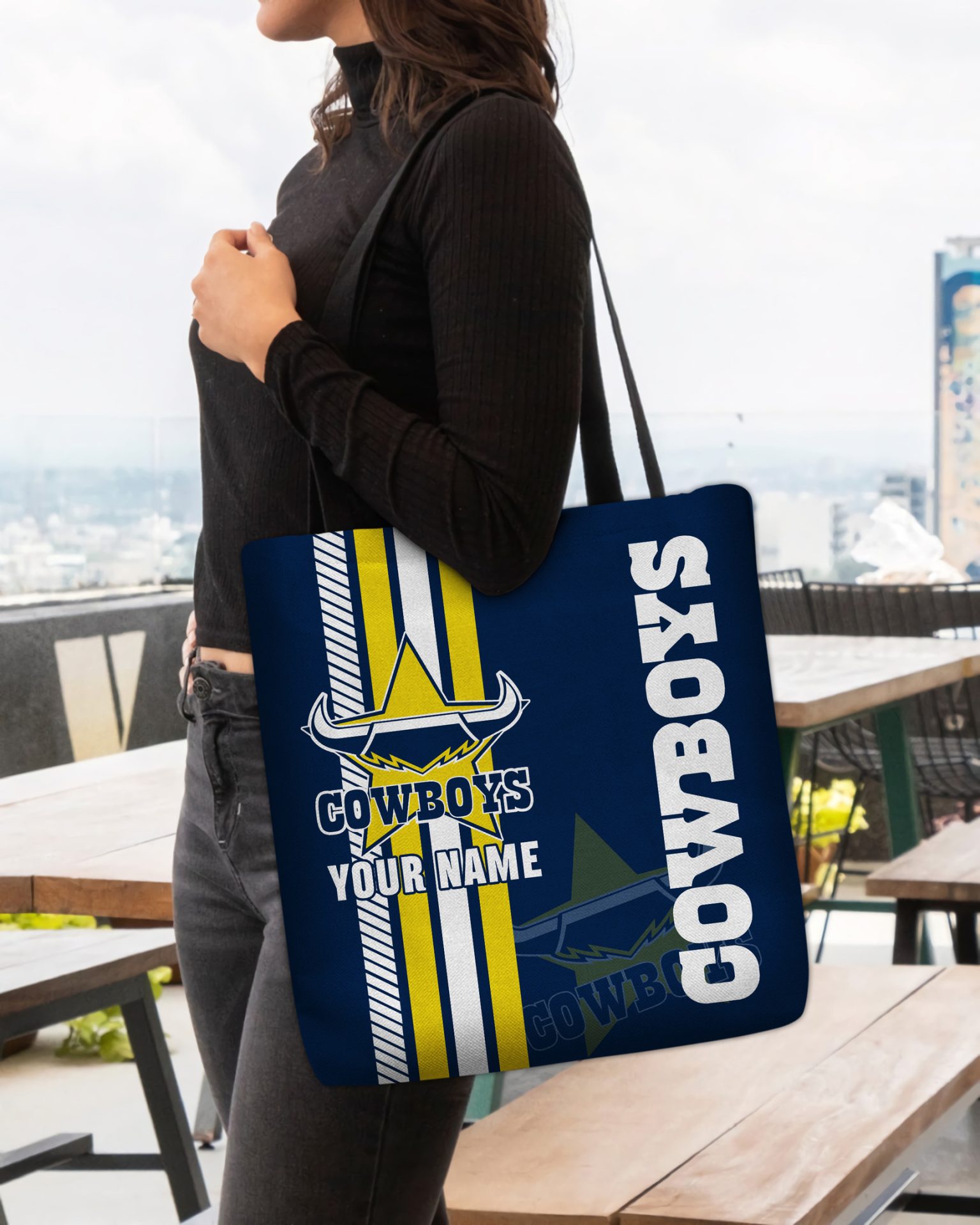 NRL North Queensland Cowboys Custom Name New Edition Tote Bag NRL North Queensland Cowboys Custom Name New Edition Tote Bag