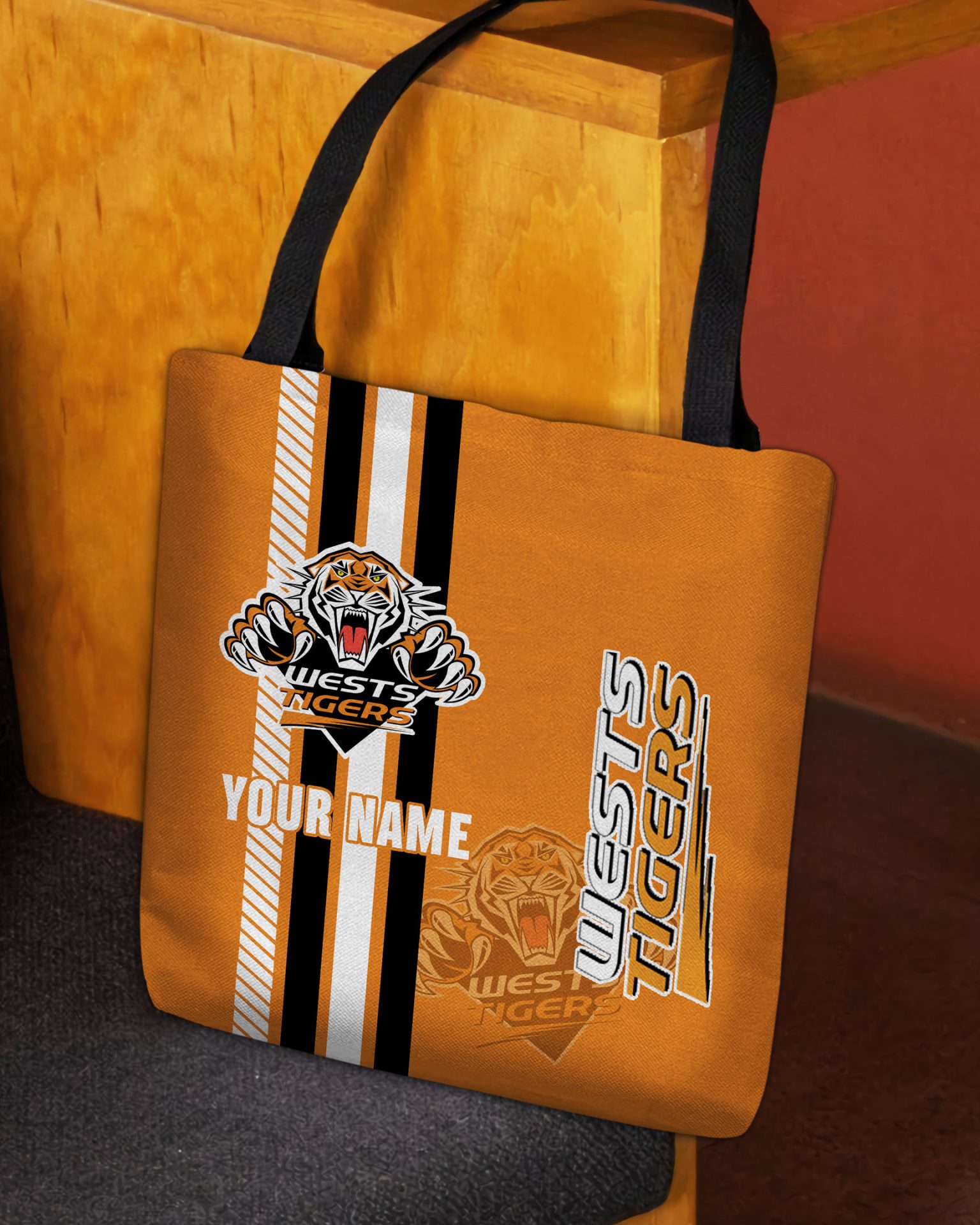 NRL Wests Tigers Custom Name New Edition Tote Bag NRL Wests Tigers Custom Name New Edition Tote Bag