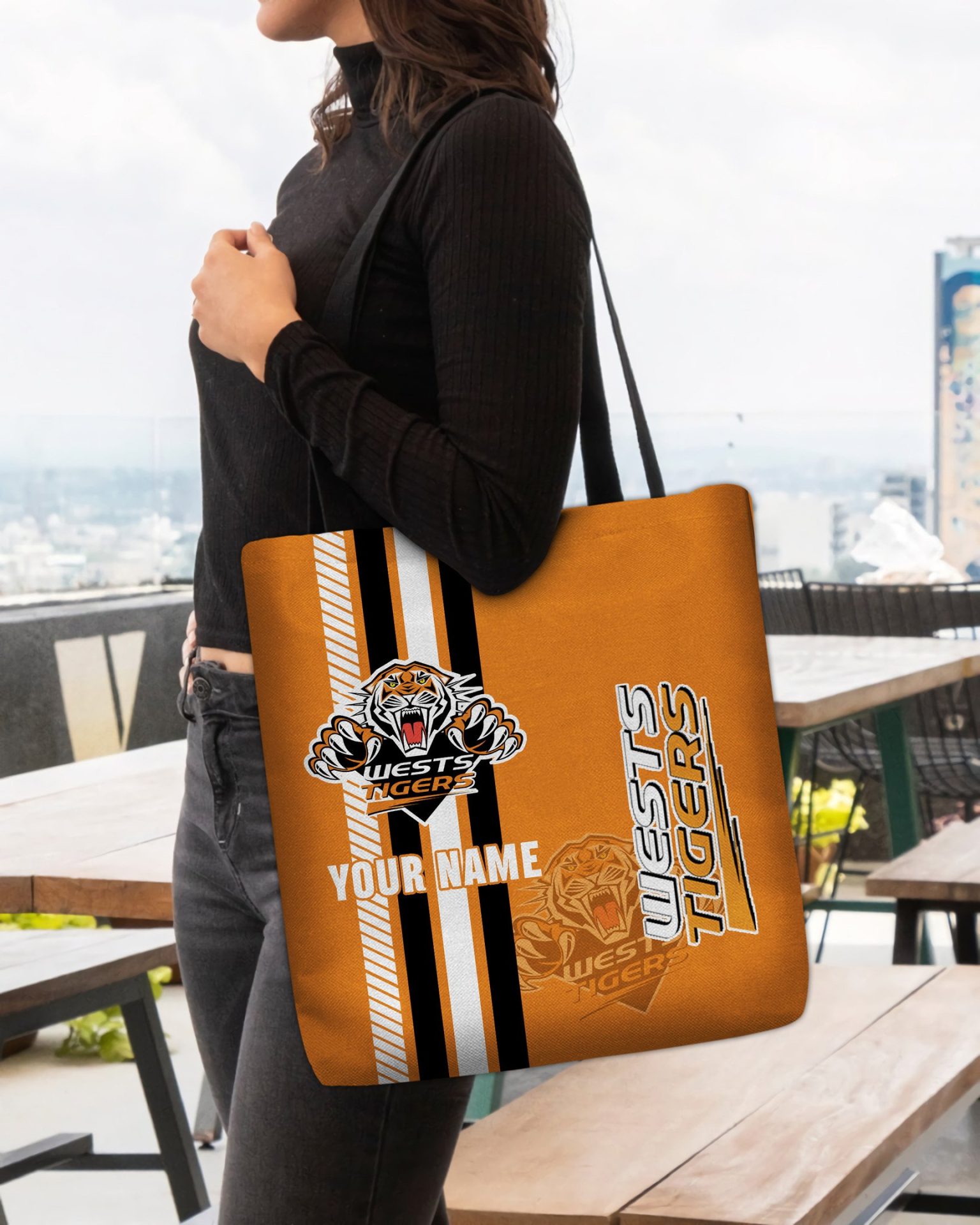 NRL Wests Tigers Custom Name New Edition Tote Bag NRL Wests Tigers Custom Name New Edition Tote Bag