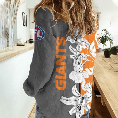 GWS Giants AFL Women’s Casual Shirt Breathable Bamboo Linen Custom Name Gift for Fans v3