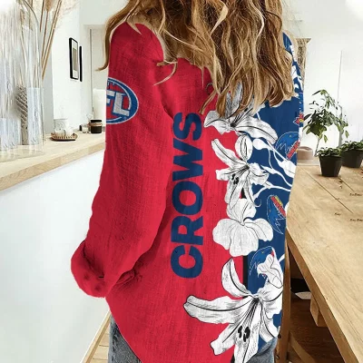 Adelaide Crows AFL Women’s Casual Shirt Breathable Bamboo Linen Custom Name Gift for Fans v3