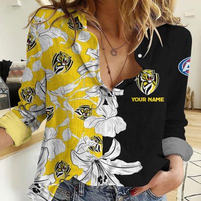 Richmond Tigers AFL Women’s Casual Shirt Breathable Bamboo Linen Custom Name Gift for Fans v3