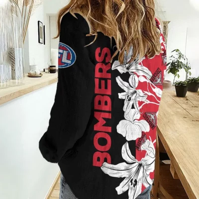 Essendon Bombers AFL Women’s Casual Shirt Breathable Bamboo Linen Custom Name Gift for Fans v3