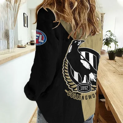 Collingwood Magpies AFL Women’s Casual Shirt Breathable Bamboo Linen Custom Name Gift for Fans v2