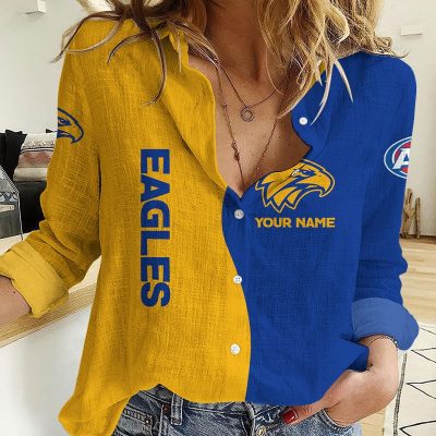 West Coast Eagles AFL Women’s Casual Shirt Breathable Bamboo Linen Custom Name Gift for Fans v2
