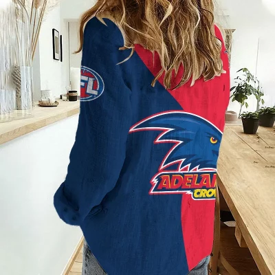 Adelaide Crows AFL Women’s Casual Shirt Breathable Bamboo Linen Custom Name Gift for Fans v2