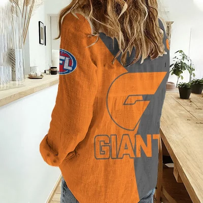 GWS Giants AFL Women’s Casual Shirt Breathable Bamboo Linen Custom Name Gift for Fans v2