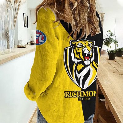 Richmond Tigers AFL Women’s Casual Shirt Breathable Bamboo Linen Custom Name Gift for Fans v2
