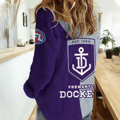 Fremantle Dockers AFL Women’s Casual Shirt Breathable Bamboo Linen Custom Name Gift for Fans v2