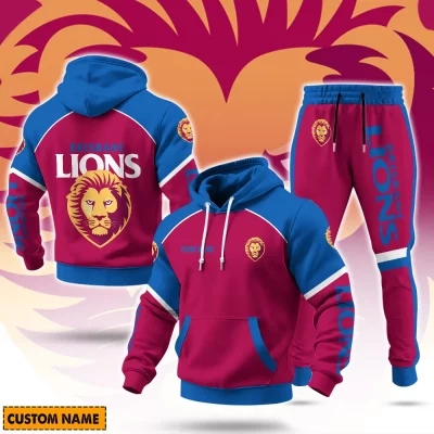 Brisbane Lions Football Club AFL Sweatpants Hoodie Set Custom Name For Footy Fans