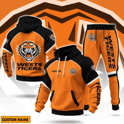 Wests Tigers NRL Casual Hoodie Set Custom Name For Fans