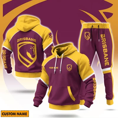 Brisbane Broncos NRL Casual Hoodie Set Custom Name For Fans