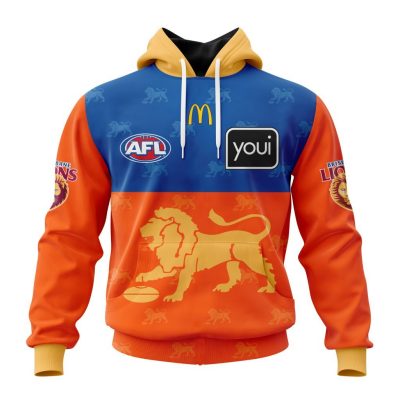 AFL Brisbane Lions Custom Name Number 2023 Away Guernsey Pullover Hoodie