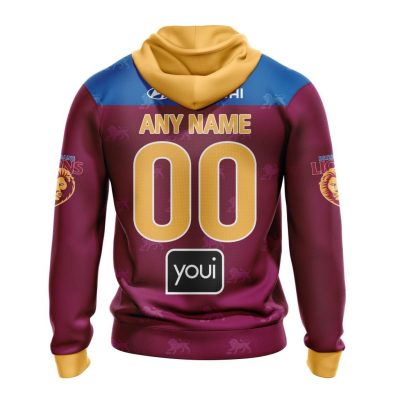 AFL Brisbane Lions Custom Name Number 2023 Home Guernsey Pullover Hoodie