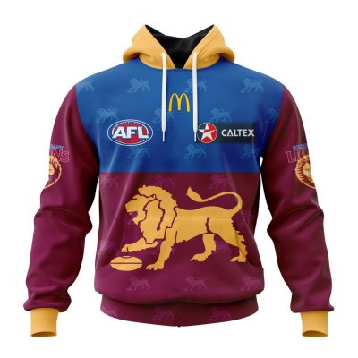 AFL Brisbane Lions Custom Name Number 2023 Home Guernsey Pullover Hoodie