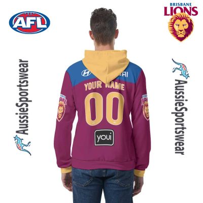 AFL Brisbane Lions Custom Name Number 2024 Home Guernsey Pullover Hoodie