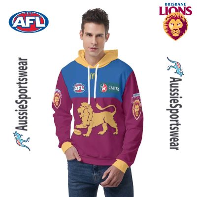AFL Brisbane Lions Custom Name Number 2024 Home Guernsey Pullover Hoodie
