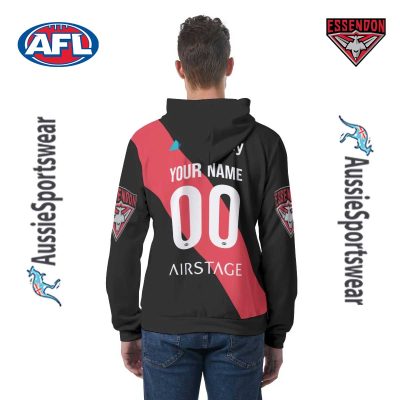 AFL Essendon Bombers Custom Name Number 2024 Home Guernsey Pullover Hoodie