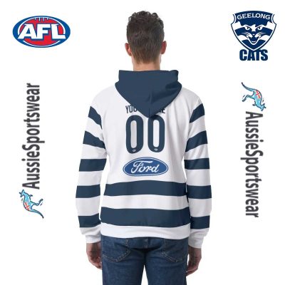 AFL Geelong Cats Custom Name Number 2024 Home Guernsey Pullover Hoodie