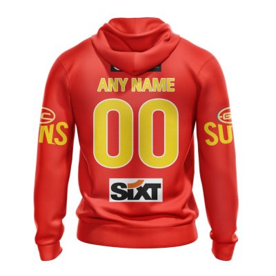 AFL Gold Coast Suns Custom Name Number 2023 Home Guernsey Pullover Hoodie