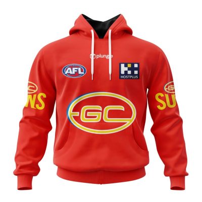 AFL Gold Coast Suns Custom Name Number 2023 Home Guernsey Pullover Hoodie