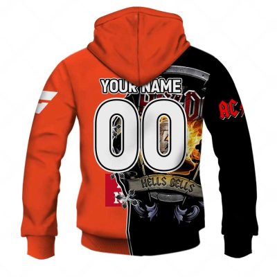 AFL Greater Western Sydney Giants AC/DC Mix Custom Name Number 2023 Home Guernsey Pullover Hoodie