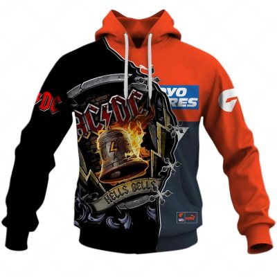 AFL Greater Western Sydney Giants AC/DC Mix Custom Name Number 2023 Home Guernsey Pullover Hoodie