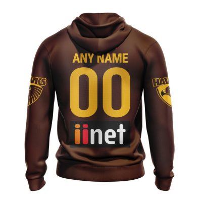 ?AFL Hawthorn Hawks Custom Name Number 2023 Clash Guernsey Pullover Hoodie