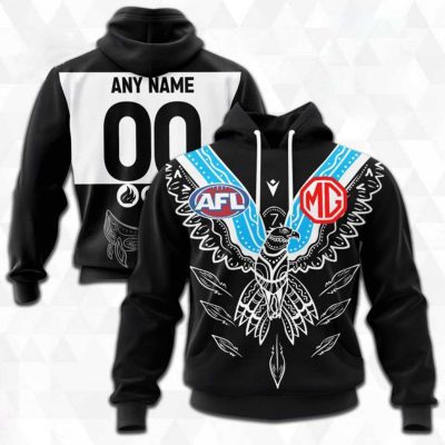 AFL Port Adelaide Custom Name Number 2023 Indigenous Guernsey Pullover Hoodie