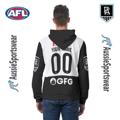 AFL Port Adelaide Custom Name Number 2024 Home Guernsey Pullover Hoodie