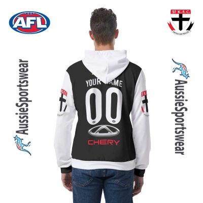 AFL St Kilda Saints Custom Name Number 2024 Home Guernsey Pullover Hoodie