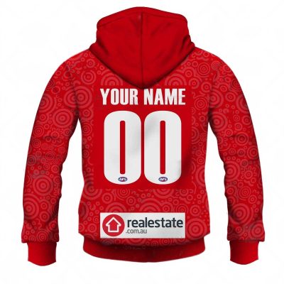 AFL Sydney Swans Custom Name Number 2022 Indigenous Guernsey Pullover Hoodie