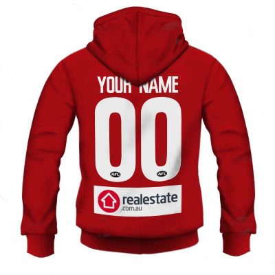 AFL Sydney Swans Custom Name Number 2022 Team Signatures Guernsey Pullover Hoodie