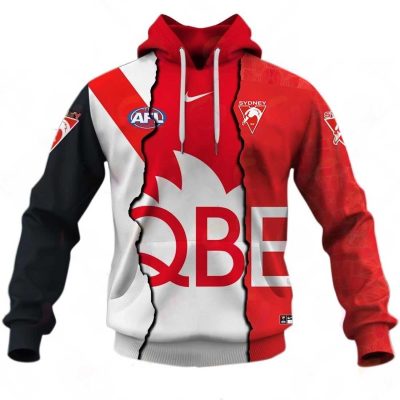 AFL Sydney Swans Custom Name Number 2023 Mix Guernsey Pullover Hoodie