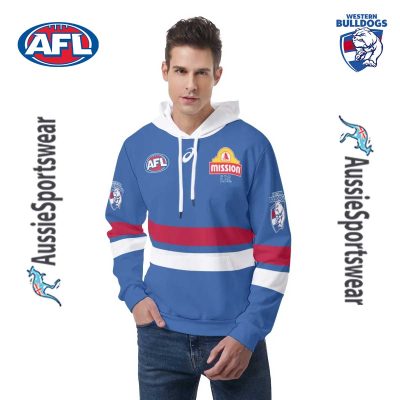 AFL Western Bulldogs Custom Name Number 2024 Home Guernsey Pullover Hoodie