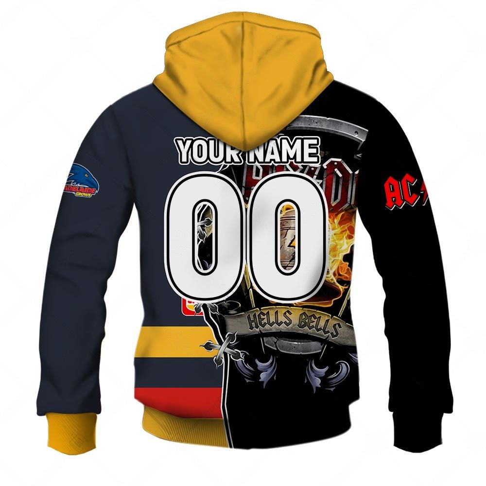 AFL Adelaide Crows AC/DC Mix Custom Name Number 2023 Home Guernsey Pullover Hoodie