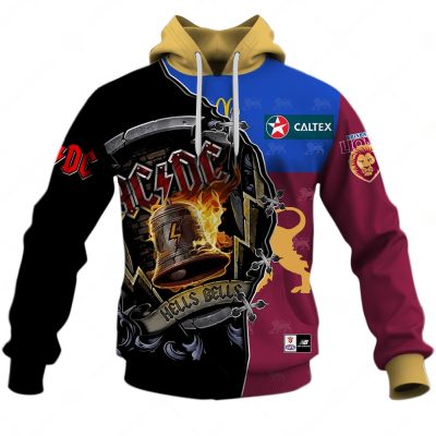 AFL Brisbane Lions AC/DC Mix Custom Name Number 2023 Home Guernsey Pullover Hoodie