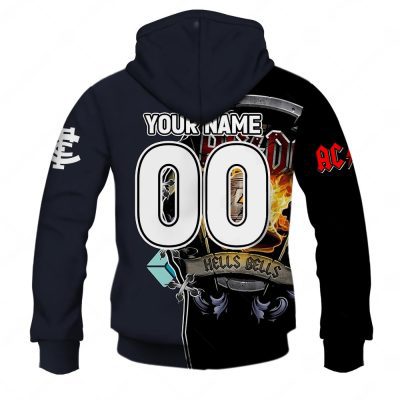 AFL Carlton Blues AC/DC Mix Custom Name Number 2023 Home Guernsey Pullover Hoodie