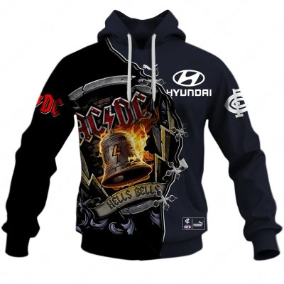 AFL Carlton Blues AC/DC Mix Custom Name Number 2023 Home Guernsey Pullover Hoodie
