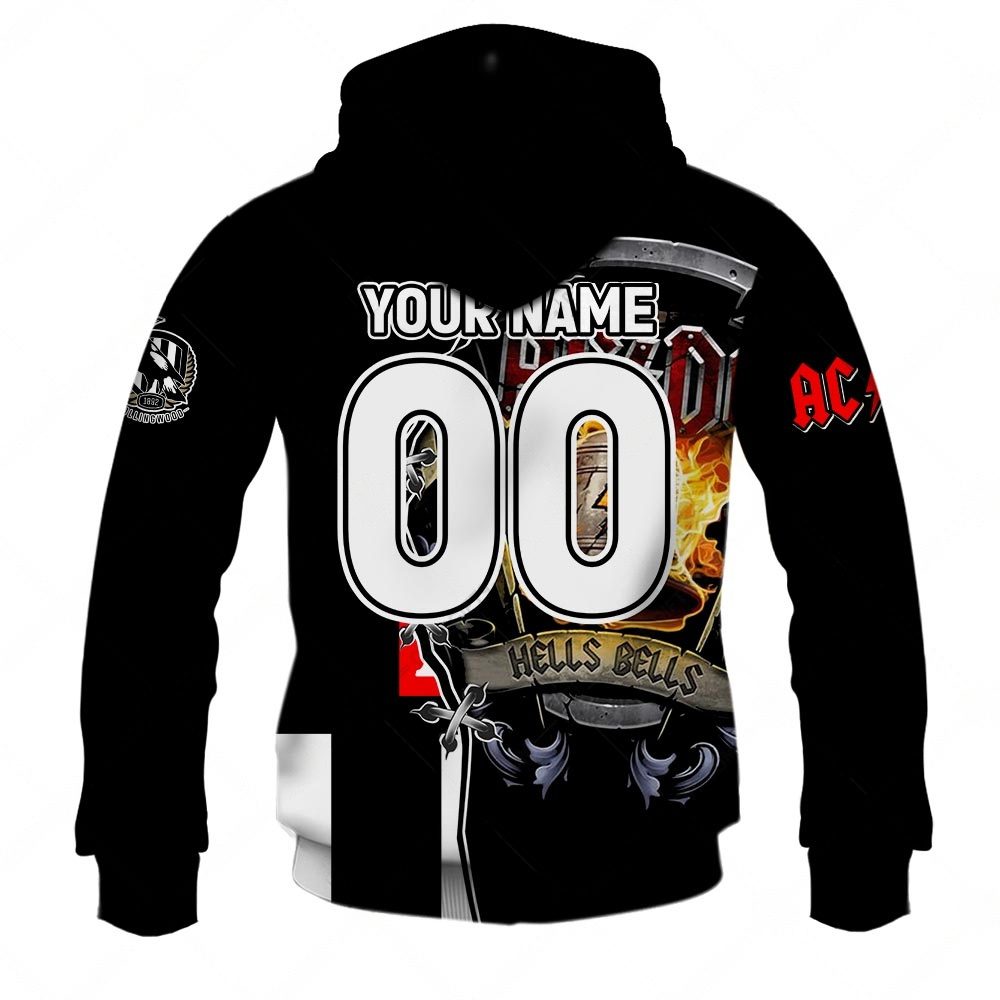 AFL Collingwood Magpies AC/DC Mix Custom Name Number 2023 Home Guernsey Pullover Hoodie