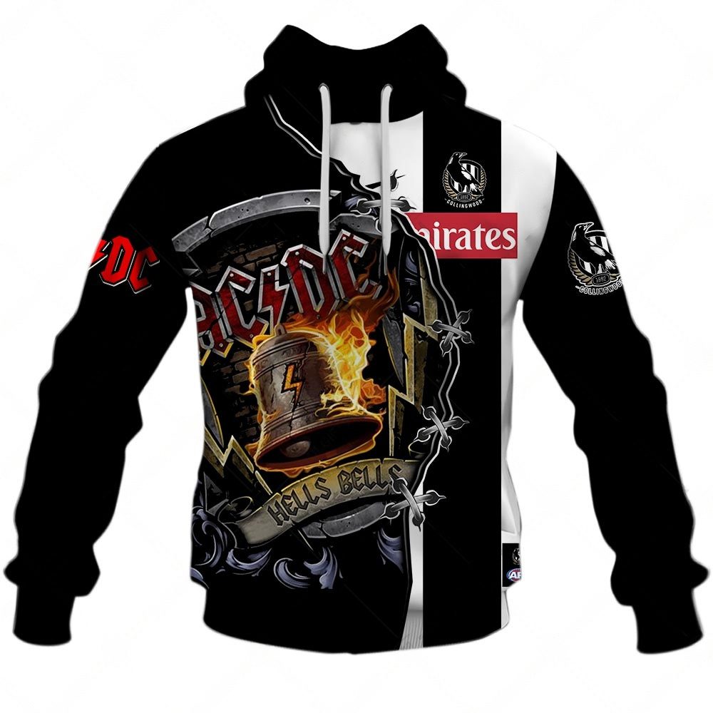 AFL Collingwood Magpies AC/DC Mix Custom Name Number 2023 Home Guernsey Pullover Hoodie