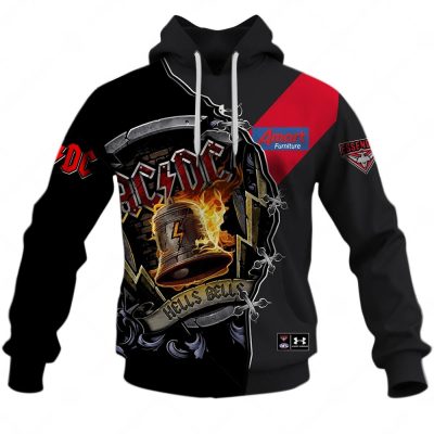 AFL Essendon Bombers AC/DC Mix Custom Name Number 2023 Home Guernsey Pullover Hoodie