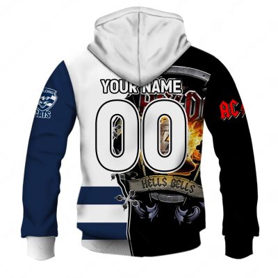 AFL Geelong Cats AC/DC Mix Custom Name Number 2023 Home Guernsey Pullover Hoodie