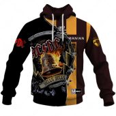 Afl Hawthorn Hawks Acdc Mix Custom Name Number 2023 Home Guernsey Pullover Hoodie Front.jpg - demo10