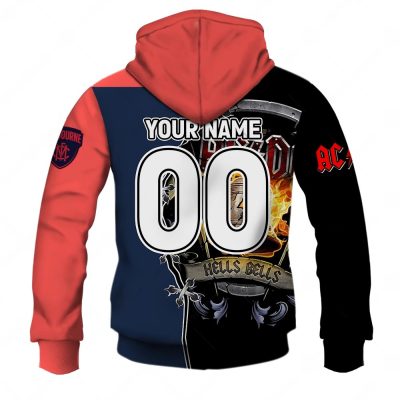 AFL Melbourne Demons AC/DC Mix Custom Name Number 2023 Home Guernsey Pullover Hoodie