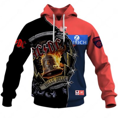 AFL Melbourne Demons AC/DC Mix Custom Name Number 2023 Home Guernsey Pullover Hoodie
