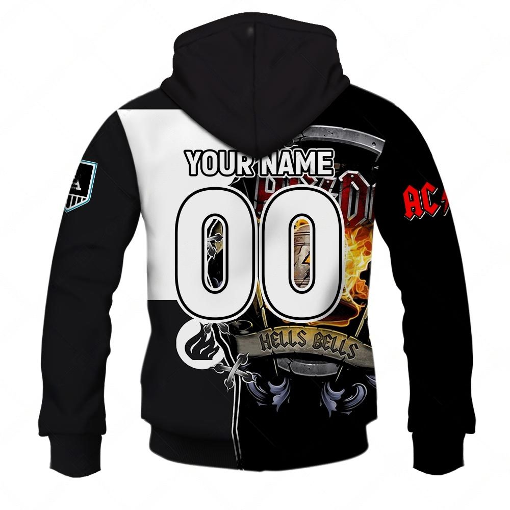 AFL Port Adelaide AC/DC Mix Custom Name Number 2023 Home Guernsey Pullover Hoodie